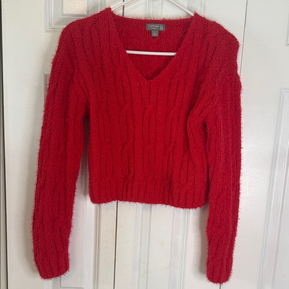 Cupcake Clothing Ltd. Red V-Neck Sweater